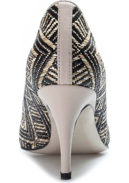 Hakiki Deri Vizon Hasır Kadın Ince Topuk Ayakkabı 019za21-514