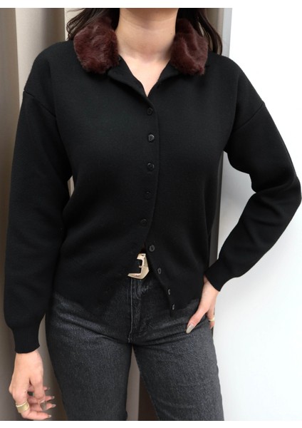 Kürk Yakalı Triko Hırka modelleri