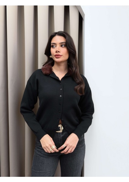 Kürk Yakalı Triko Hırka fırsatları