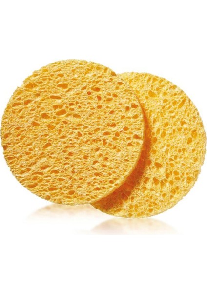 2'li Sarı Renk Yüz Temizleme Sünger Seti Makyaj Temizlik Pedi Cilt Temizlik Süngeri Doğal Selülöz