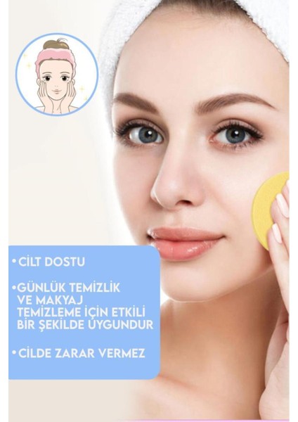 2'li Sarı Renk Yüz Temizleme Sünger Seti Makyaj Temizlik Pedi Cilt Temizlik Süngeri Doğal Selülöz