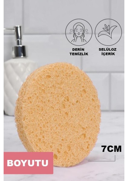 2'li Sarı Renk Yüz Temizleme Sünger Seti Makyaj Temizlik Pedi Cilt Temizlik Süngeri Doğal Selülöz