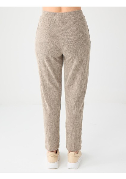 Vizon Normal Bel Normal Paça Beli Lastikli Örme Pantolon