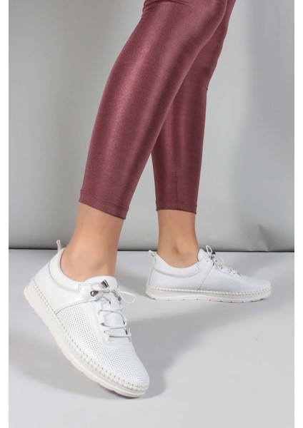 Hakiki Deri Beyaz Kadın Casual Ayakkabı 934za105lzr