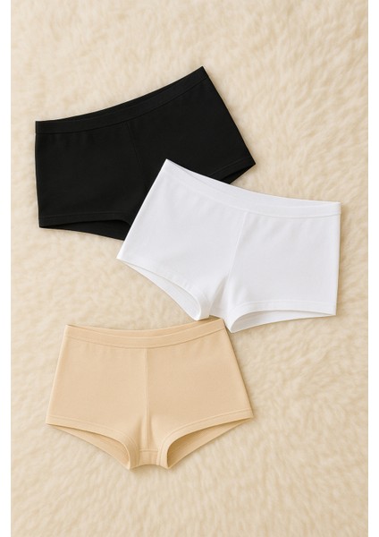 Kadın Iç Giyim 3 Adet Esnek Pamuklu & Modal Boxer Şort LL.22.ILK554.001