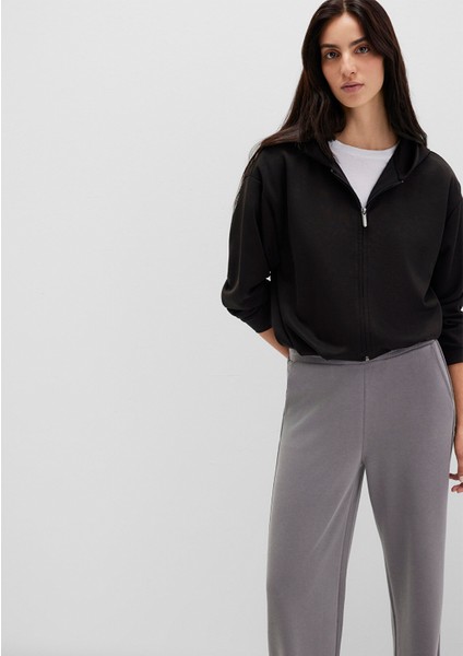 Fermuarlı Tencel Tm Modal Siyah Sweatshirt 1S10489-900