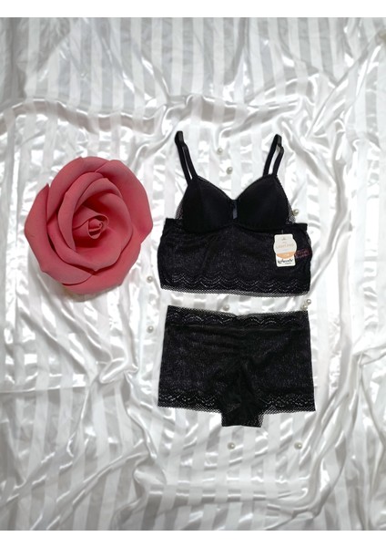 Bordo Büstiyer Boxer Iç Çamaşır Takımı Dantel Desenli Light Pad Telsiz Yumuşak Pedli fiyatları