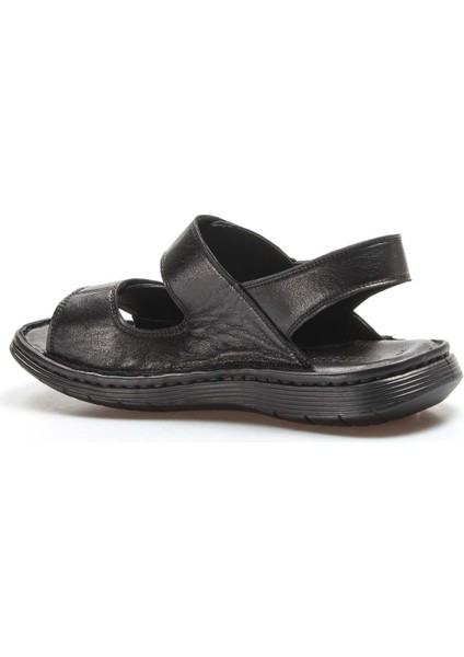 Erkek Günlük Rahat Yazlık Plaj Hafif Çift Bantlı Düz Sandalet Siyah 018mag-208-71