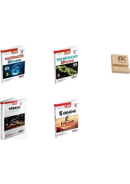 Miray Lgs 8. Sınıf Matematik Fen Türkçe Branş Deneme ve 5 Sayısal 5 Sözel Kitapçık Deneme 4lü Set