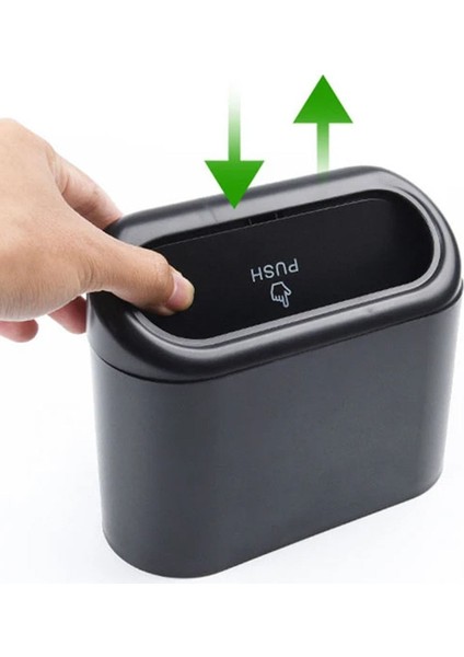 Kapaklı Oto Çöp Kutusu Organizer Araba Çöp Kovası Siyah Otomatik Kapaklı Çöp Kovası Küllük