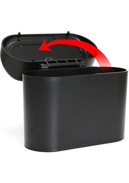 Kapaklı Oto Çöp Kutusu Organizer Araba Çöp Kovası Siyah Otomatik Kapaklı Çöp Kovası Küllük