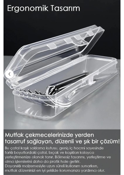 6'lı Çatal Bıçak Kaşık Takımı Saklama Kutusu Seti - Çeyizlik Organizer Düzenleyici Saklama Kabı