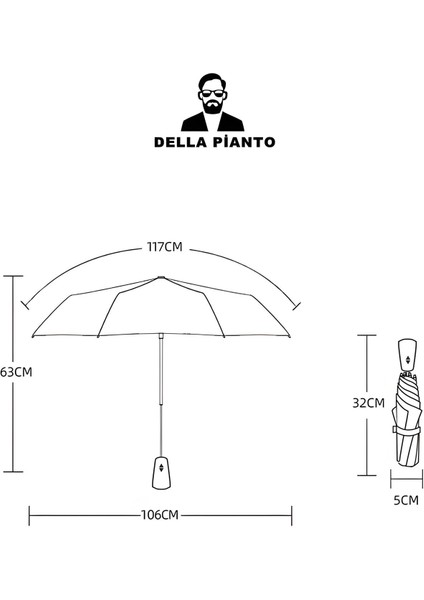 Unisex Otomatik Full Fonksiyon Açma Kapama Siyah Unisex 8 Fiber Tel Kaliteli Şemsiye Premium Seri