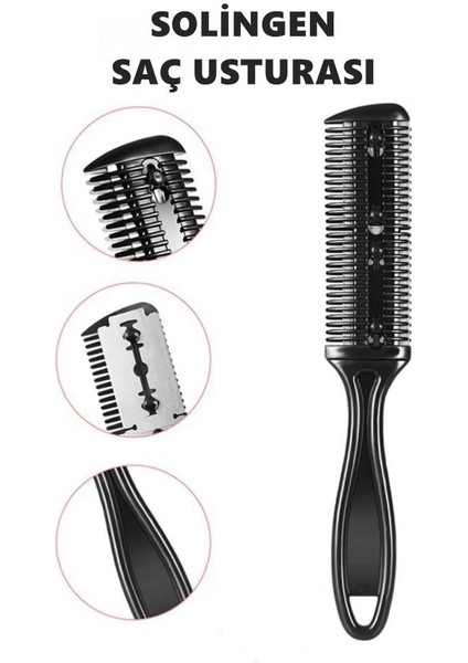 2 Jiletli Kırık Saç Sakal Düzletme Inceltme Tarağı Saç Ve Sakal Düzleştirici Tarak Kuaför Tarağı
