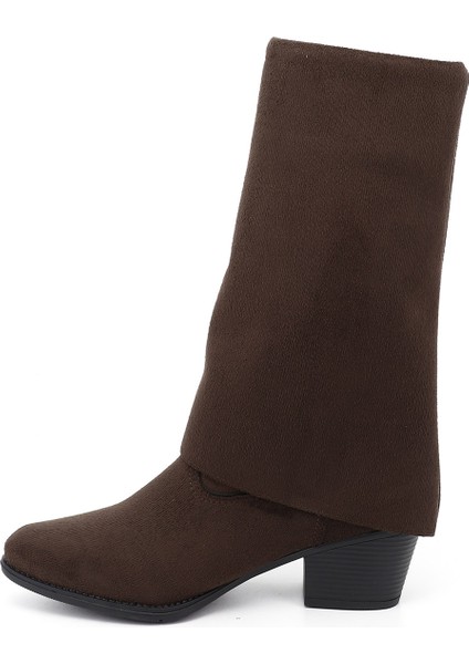 Kadın Kahve Süet Sivri Burun Kalın Topuklu Kovboy Çizme fırsatları