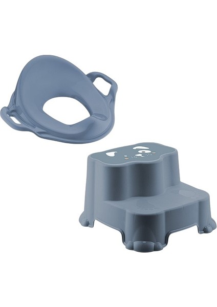 Kaydırmaz Çift Basamaklı Çocuk Taburesi ve Klozet Tuvalet Alıştırma Adaptörü 2’li Set