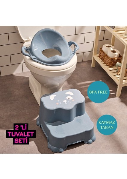 Kaydırmaz Çift Basamaklı Çocuk Taburesi ve Klozet Tuvalet Alıştırma Adaptörü 2’li Set fiyatları