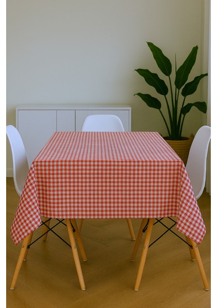 Pötikareli Kırmızı Keten Masa Örtüsü, Pötikare Piknik Örtüsü - Masa Örtüsü- Sofra Bezi 60 x 60