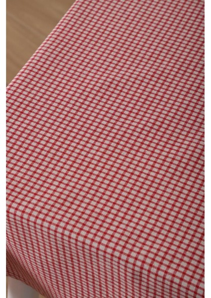 Pötikareli Kırmızı Keten Masa Örtüsü, Pötikare Piknik Örtüsü - Masa Örtüsü- Sofra Bezi 60 x 60