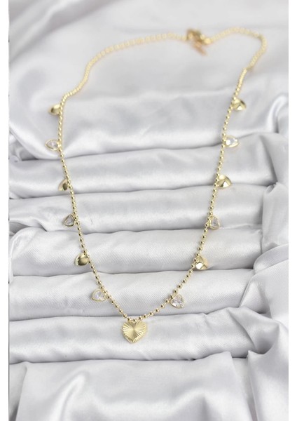 Pirinç Gold Renk Kalp Model Kadın Kolye fiyatları