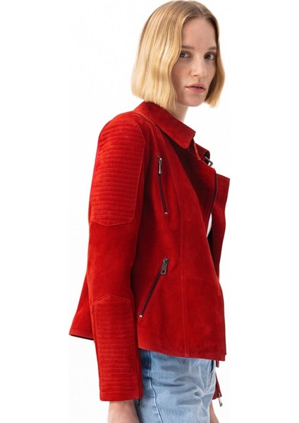 Kadın Kırmızı Süet Deri Ceket fiyatları