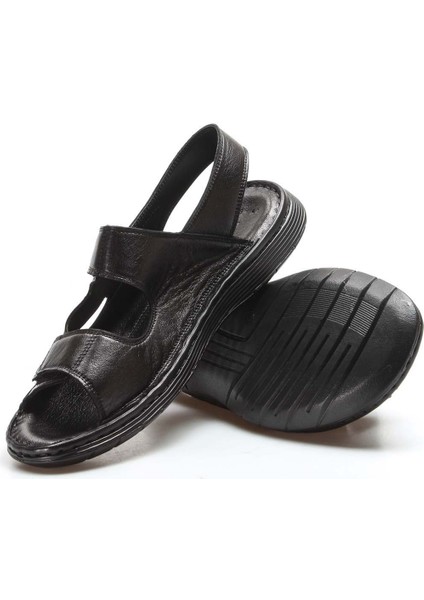 Erkek Günlük Rahat Yazlık Plaj Hafif Çift Bantlı Düz Sandalet Siyah 018mag-208-71