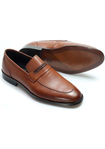 Erkek Deri Casual Klasik Günlük Loafer Takım Kösele Taban Makosen Ayakkabı Taba 932ma301