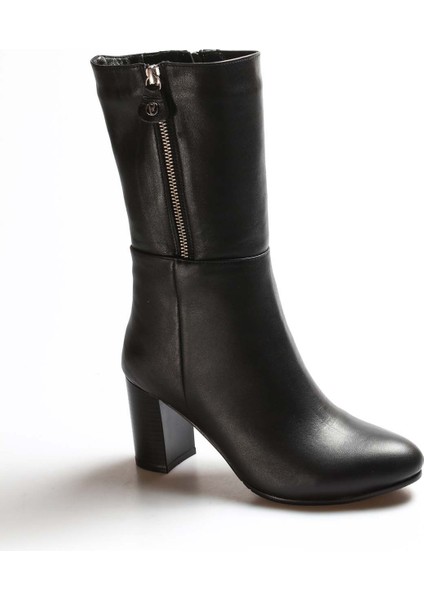 Hakiki Deri Kürklü Kadın Yüksek Topuk Hakiki Deri Çizme 064KZA531