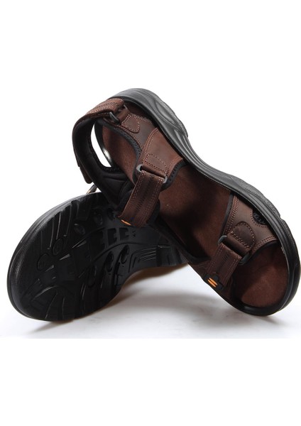 Erkek Hakiki Deri Cırtlı Günlük Rahat Yazlık Plaj Hafif Bantlı Sandalet 907MA1517