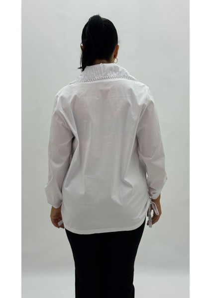 Büyük Beden Düğmeli Uzun Kol Oversize Kadın Gömlek fırsatları