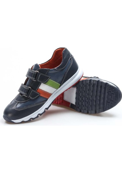 Hakiki Deri Lacivert Unisex Çocuk Casual Cırtlı Günlük Ayakkabı 006fa800