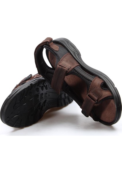 Erkek Hakiki Deri Günlük Rahat Yazlık Plaj Hafif Çift Bantlı Sandalet 907GA1517