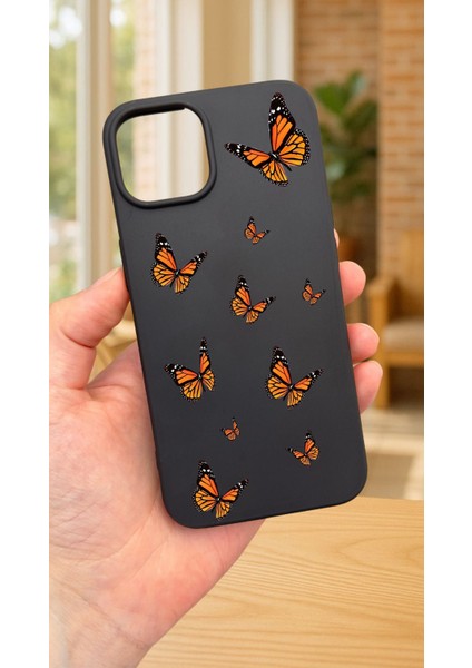 iPhone 12 ve 12 Pro Uyumlu Kelebek Desenli Silikon Darbe Emici Klasik Korumalı Rubber KILIF277