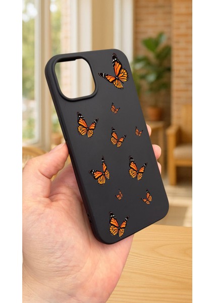 iPhone 12 ve 12 Pro Uyumlu Kelebek Desenli Silikon Darbe Emici Klasik Korumalı Rubber KILIF277 modelleri