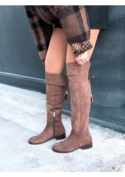 Jolvern Kadın Çizme Kahverengi Süet Püskül Detaylı modelleri