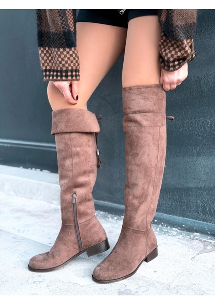 Jolvern Kadın Çizme Kahverengi Süet Püskül Detaylı indirimleri