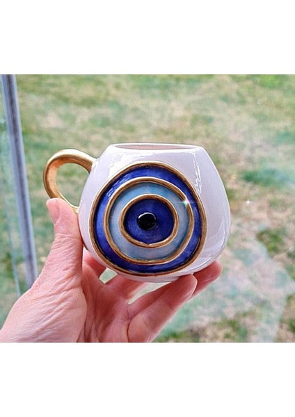 Nazar Göz Temalı Fincan El Yapımı Seramik