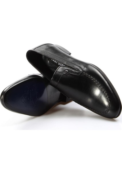 Hakiki Deri Neolit Taban Siyah Erkek Düz Makosen Ayakkabı, Klasik Ayakkabı 867ma085duz