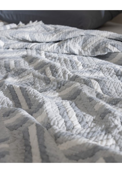 Kylian Çift Kişilik %100 Pamuk Yatak Örtüsü - Gri