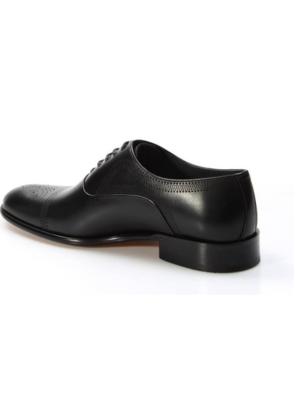 Hakiki Deri Kösele Siyah Antik Erkek Klasik Ayakkabı 893ma4403