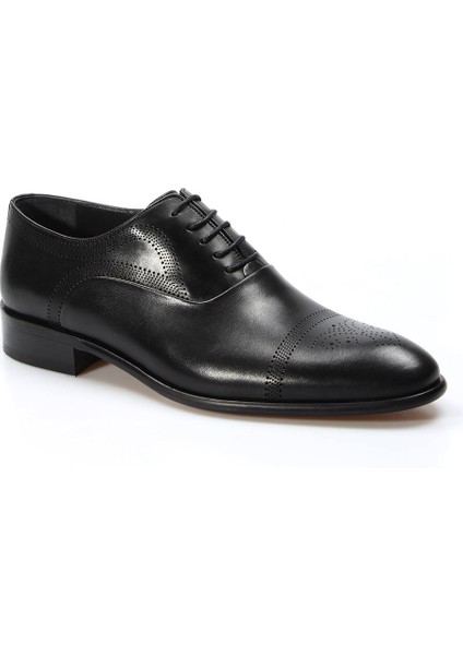 Hakiki Deri Kösele Siyah Antik Erkek Klasik Ayakkabı 893ma4403