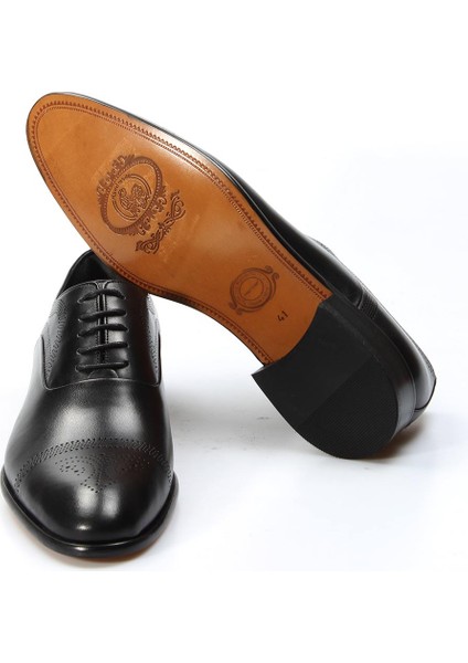 Hakiki Deri Kösele Siyah Antik Erkek Klasik Ayakkabı 893ma4403