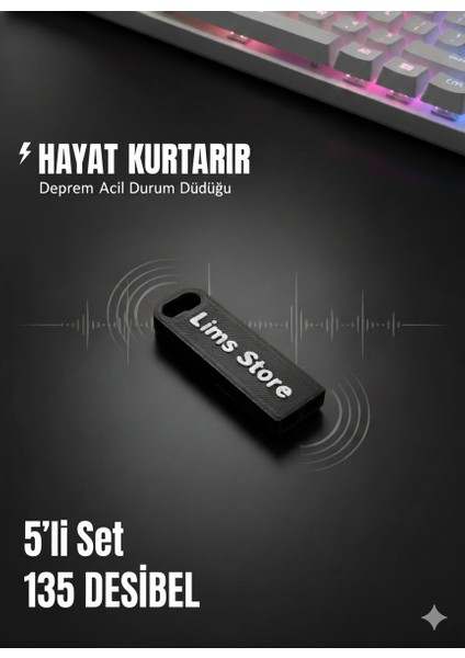 Deprem Acil Durum Düdüğü 135 Desibel -5'li Set