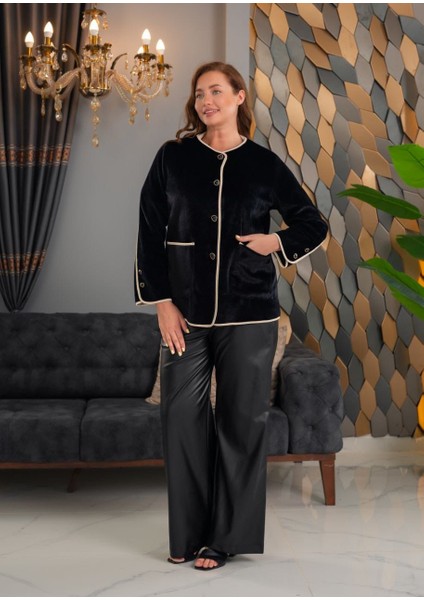 Kadın Fok Kürk Ceket Büyük Beden Brit Detaylı