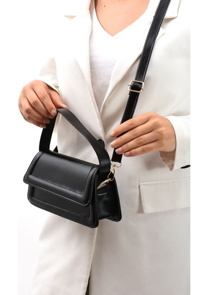 Moi Siyah Kadın Şık Tasarım Çıtçıtlı Ayarlanabilir Askılı El, Kol ve Omuz Çantası U:10 E:21 G:7 cm fiyatları