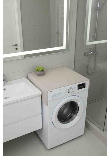 Doğal Dokulu Ham Kumaş Çamaşır Makinesi Üstü Örtüsü Mat 50X100 cm Şık ve Koruyucu Örtü