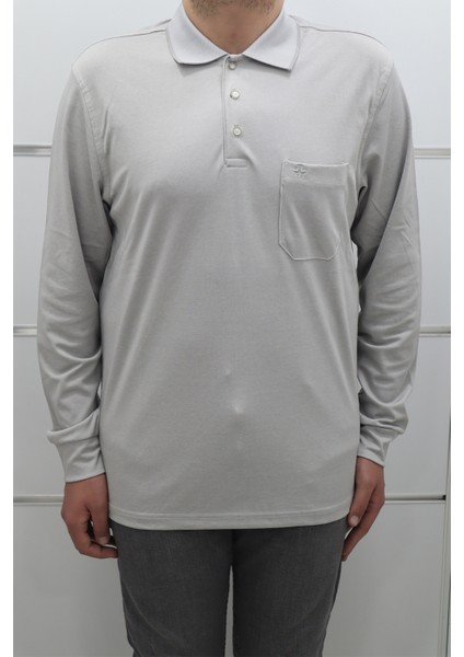 Fistan Store Erkek Düz Klasik Kesim Rahat Kalıp Polo Yaka Tek Cepli Kışlık Ince Sweat