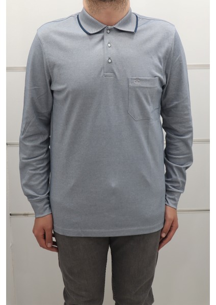 Fistan Store Erkek Düz Klasik Kesim Rahat Kalıp Polo Yaka Tek Cepli Kışlık Ince Sweat