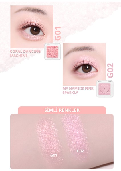 Kişiselleştirilebilir Simli Tekli Far PERIPERA Heart Pocket Single (G01 Coral Dancing Machine)