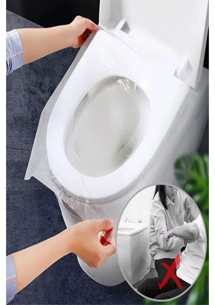 50 Adet Klozet Kapağı Kılıfı Hijyenik Seyahat Tek Kullanımlık Klozet Wc Örtüsü